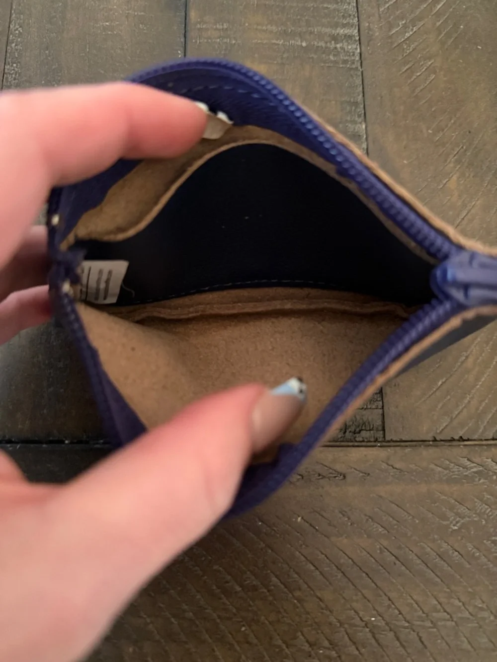 Compact Deep Purple Pebbled Leather Zip Pouch